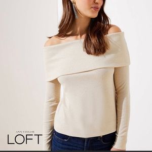 NEW Loft Shimmer Ribbed off the Shoulder Top